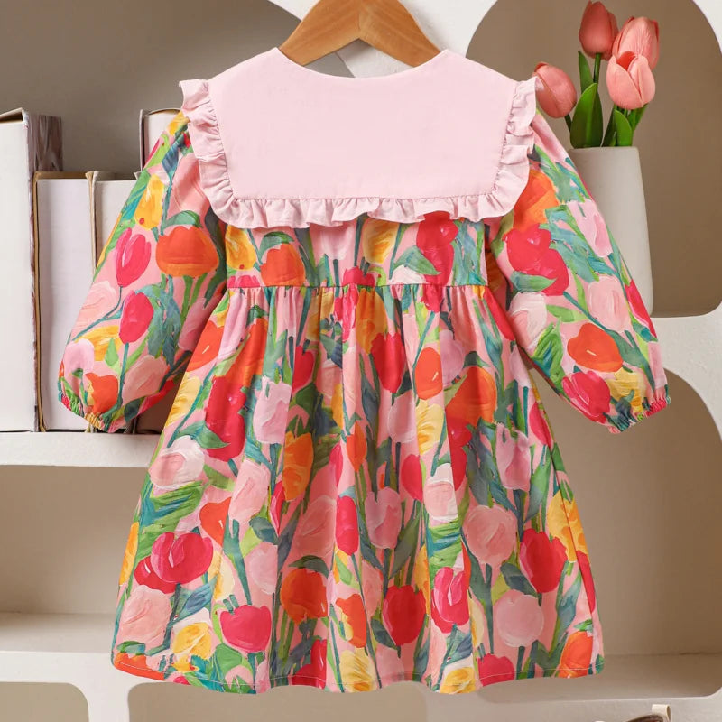 Woven Tulip Print Party Dress for girls