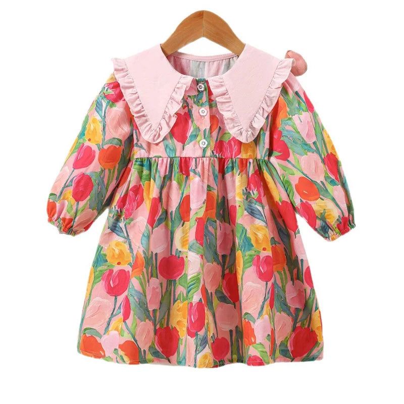Woven Tulip Print Party Dress for girls