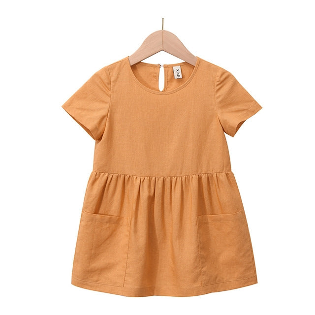 Detail of the skirt and hem on the Marktox girls' cotton a-line birthday dress