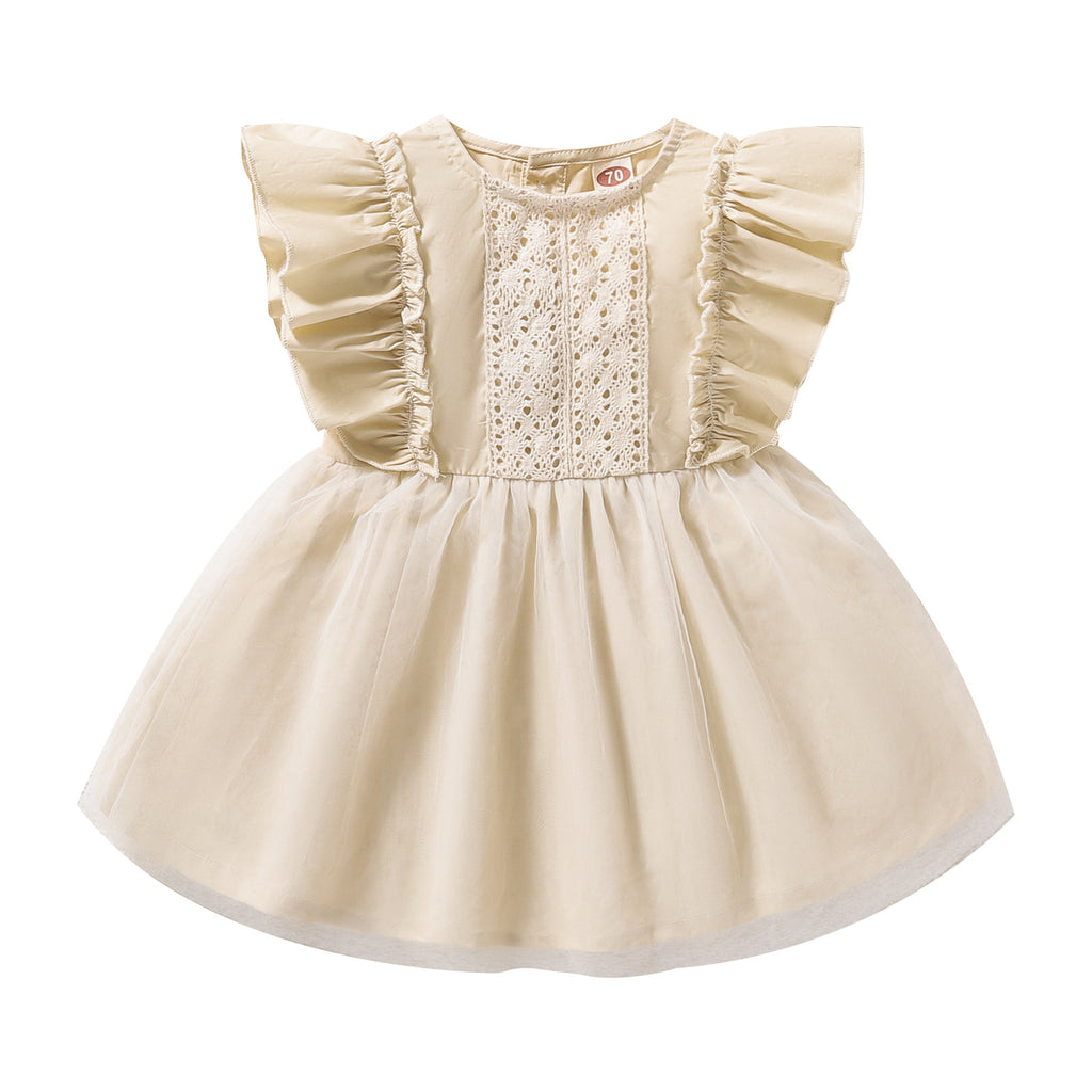 Back view of the Marktox girls' apricot cotton summer dress