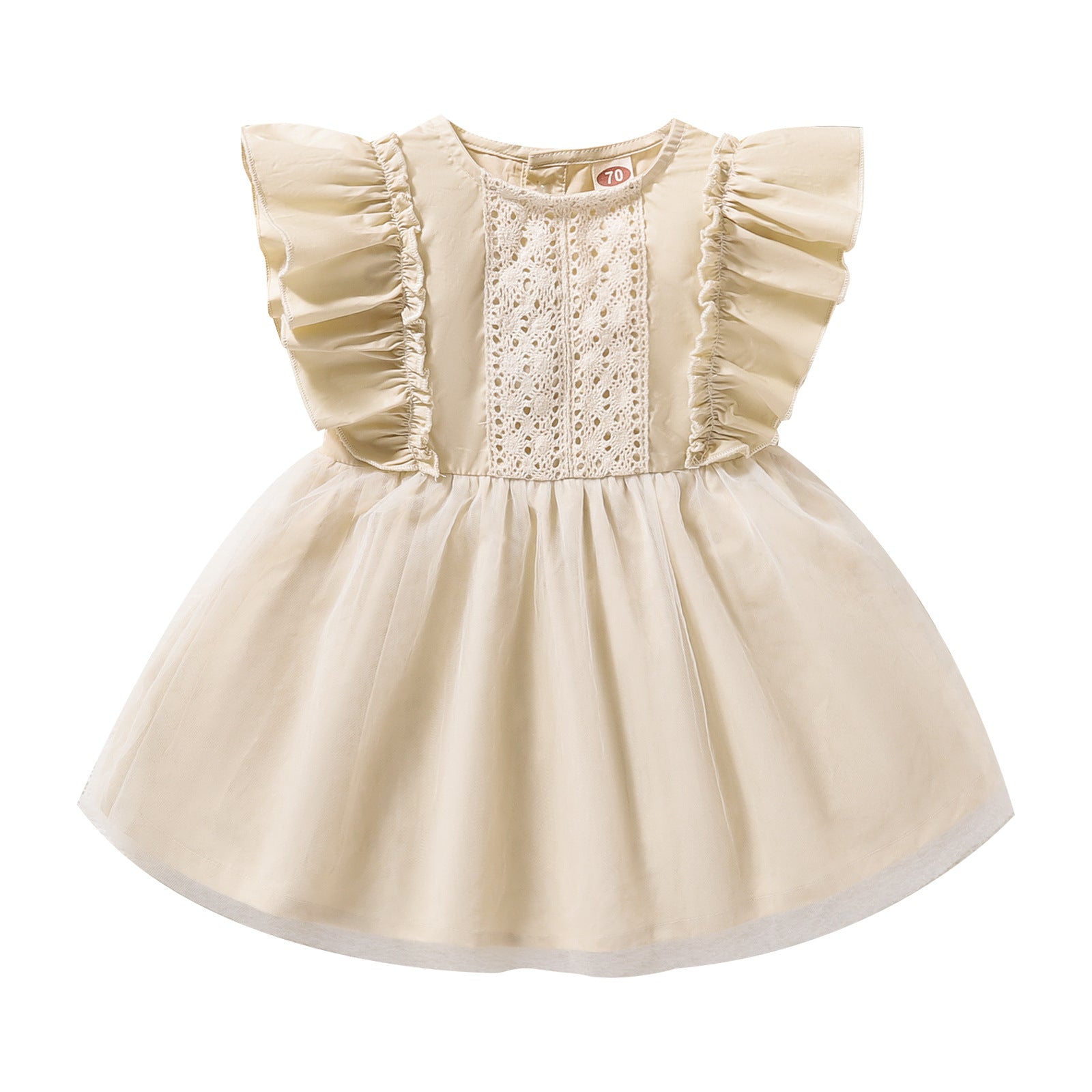 Back view of the Marktox girls' apricot cotton summer dress