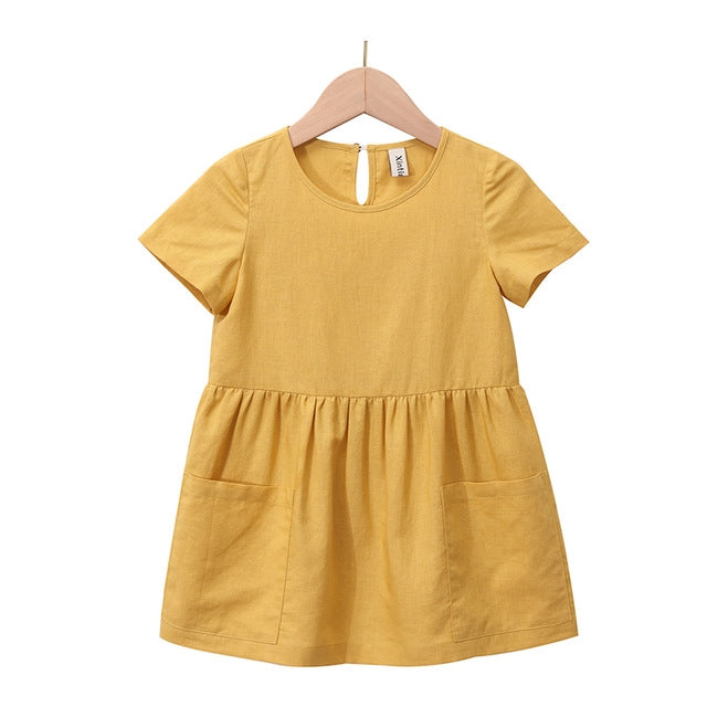 Girls' cotton a-line birthday dress shown full length