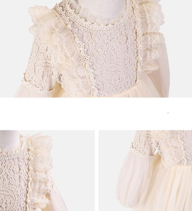 Side view of the Marktox girls' long-sleeve lace dress