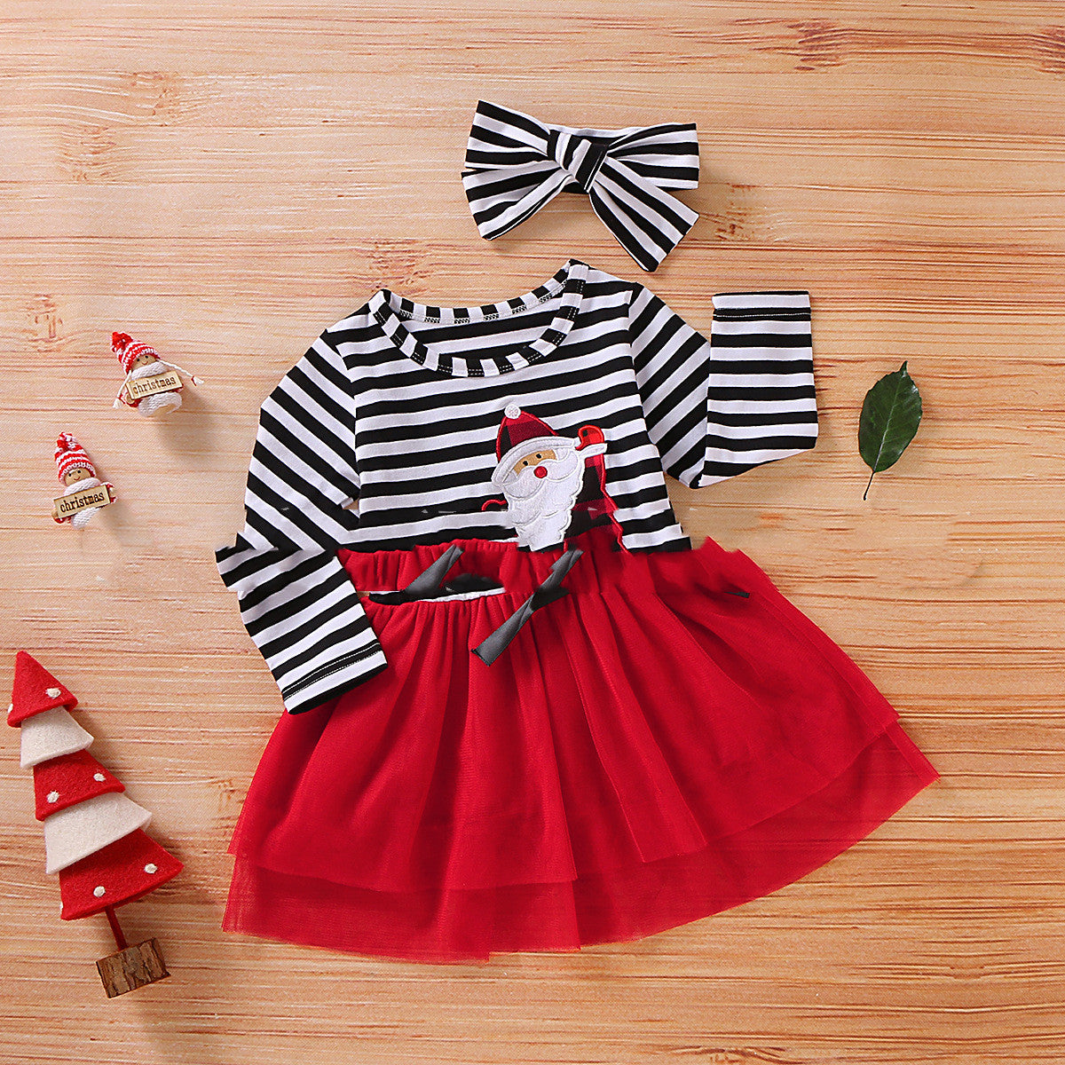 Marktox girls' long-sleeve mesh holiday dress in red, front view, sizes 2T to 6T