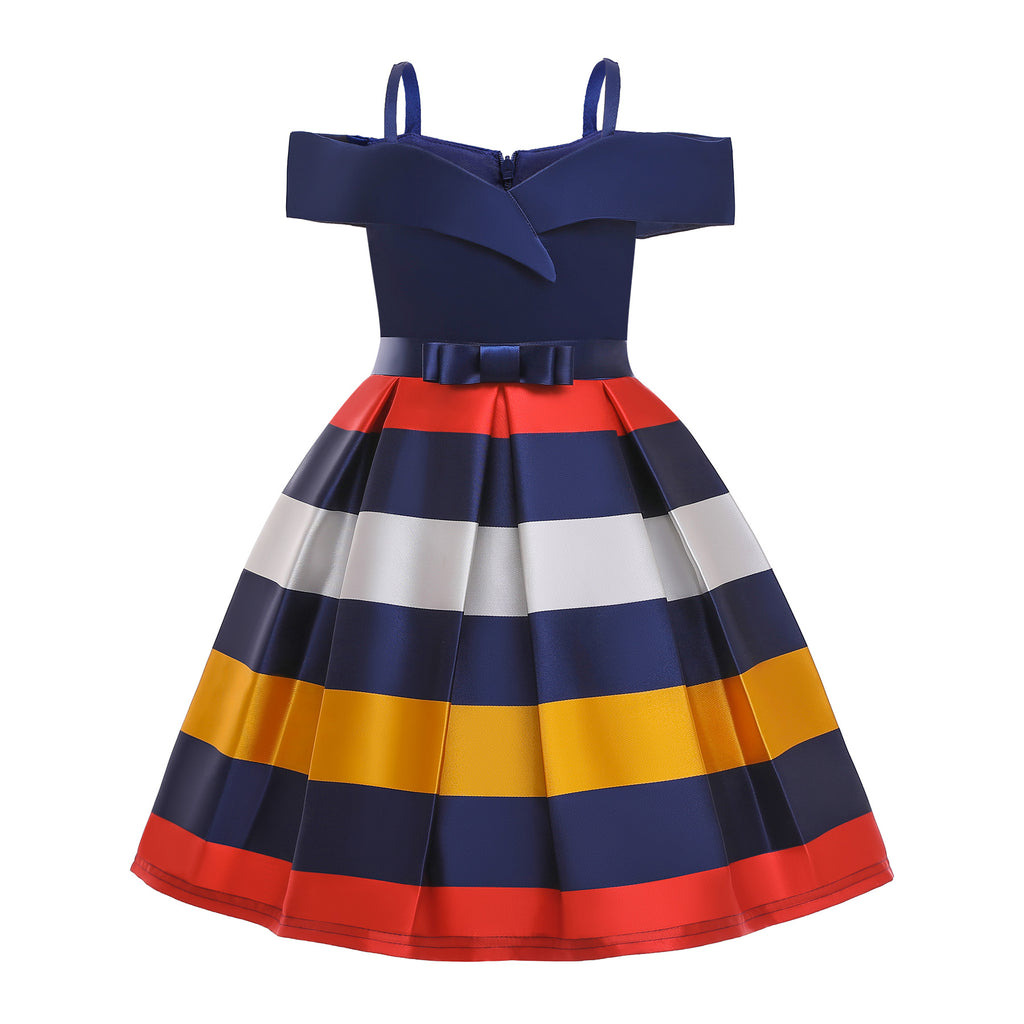 Marktox girls' striped cami summer dress in blue, sizes 3T to 6T