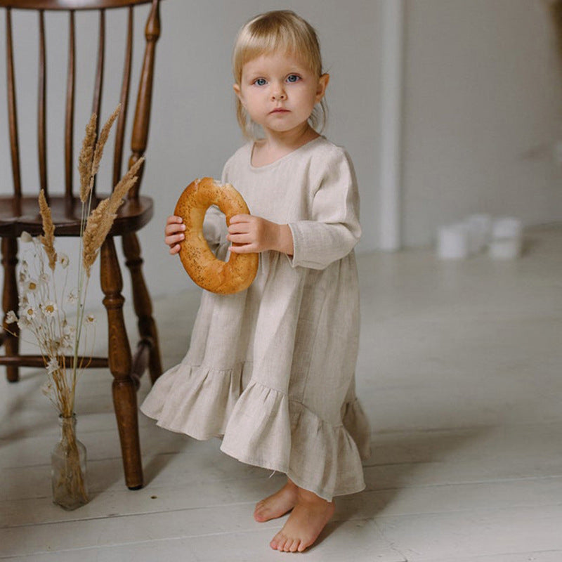Detail of the bodice on the Marktox girls' cotton-linen tiered dress
