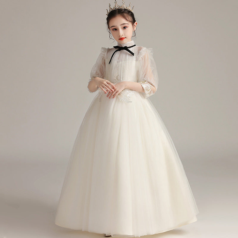 Back view of the Marktox girls' lace wedding party dress
