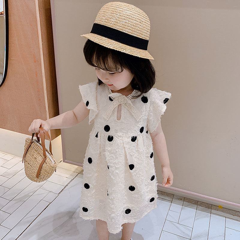 Marktox girls' off-white summer dress, side view