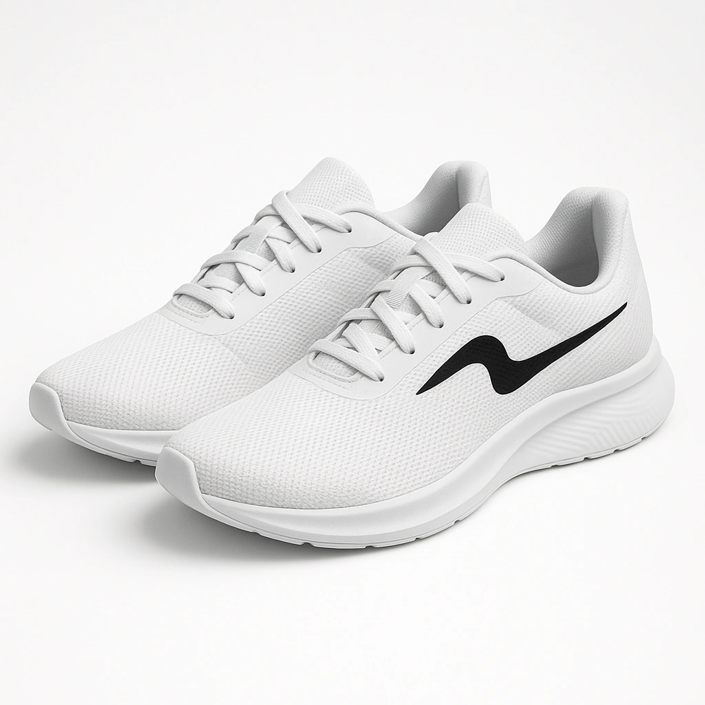 Unisex Running Shoes with Modern Black Wave Graphic Design