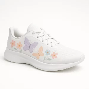 Unisex Running Shoes with Pastel Butterfly and Flower Graphics