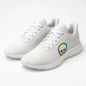 Unisex Streetwear Running Shoes with Neon Pixel Skull Design