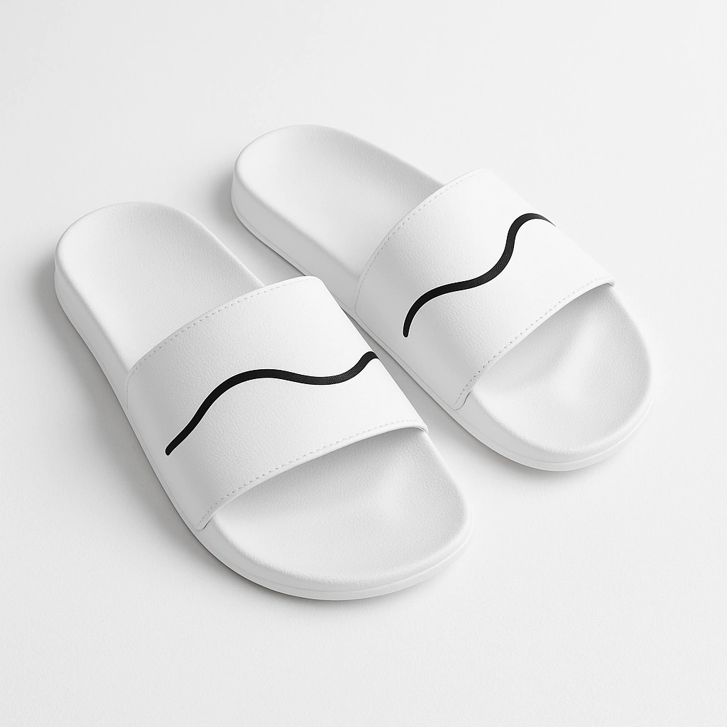 Unisex Minimal Wave Strap Sandals - Stylish White Slide Sandals