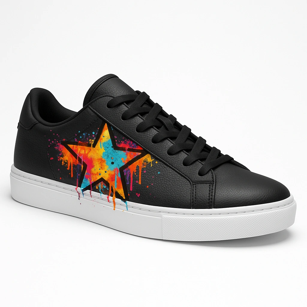Unisex Urban-Style Sneakers with Colorful Graffiti Star Design
