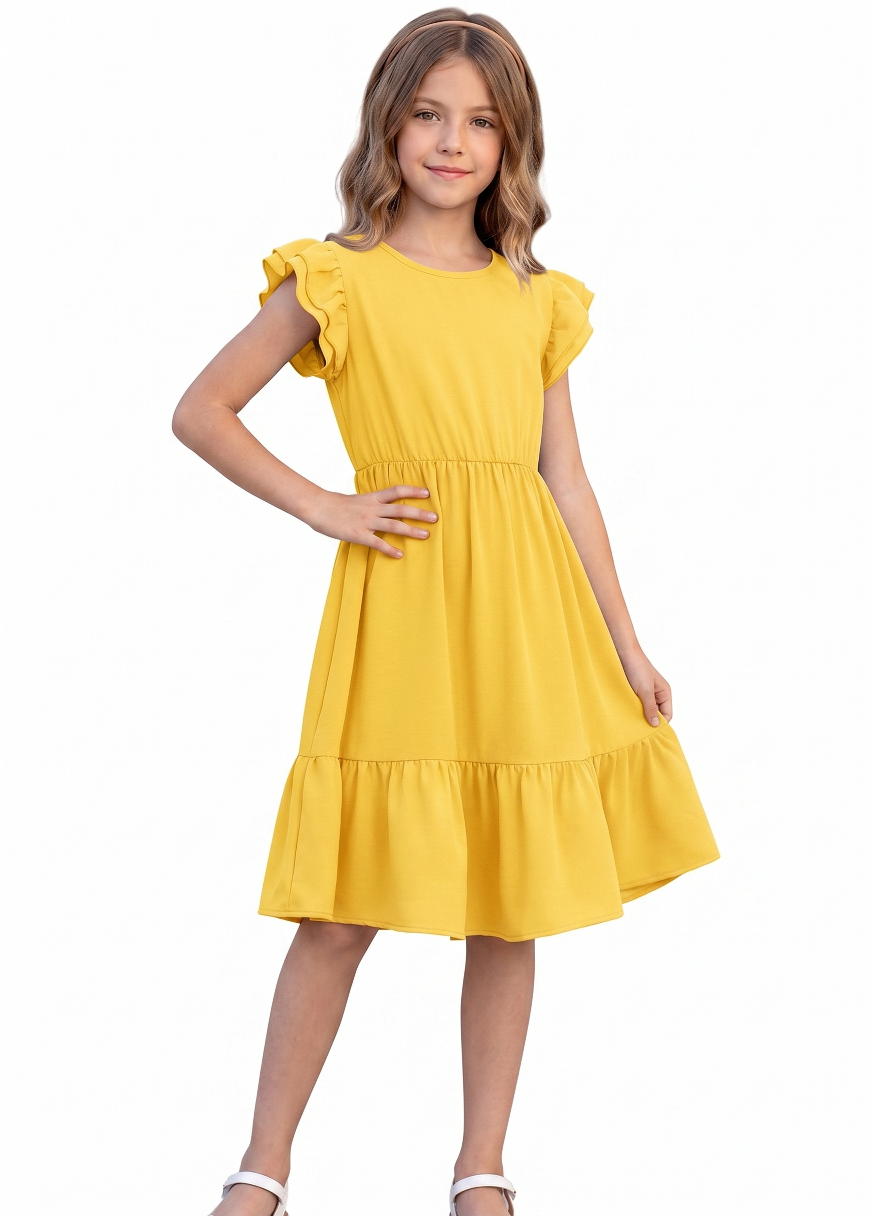 Alternative view of Marktox Little Girls Dress, Ruffle Sleeve Summer Dress