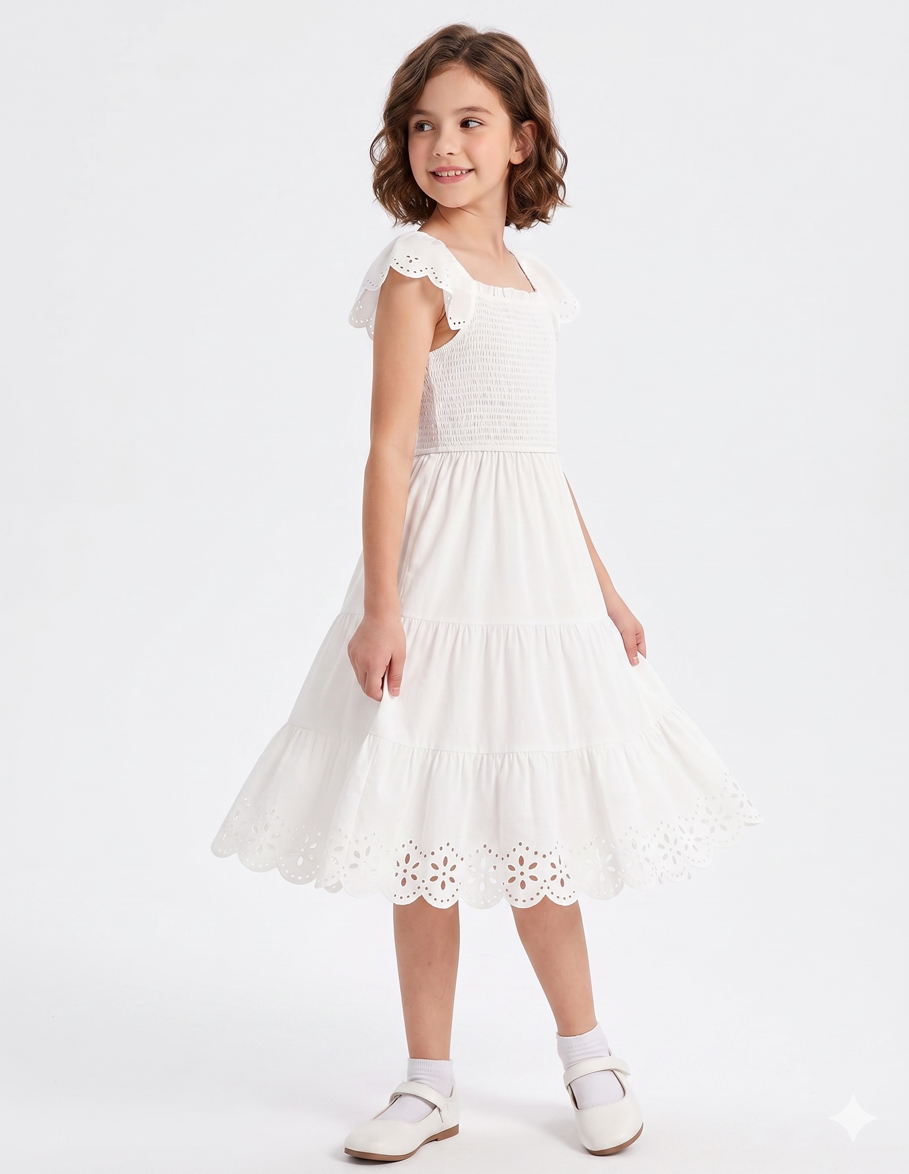 Alternative view of Marktox Little Girls Midi Sundress, Flutter Sleeve A-Line Party Dress